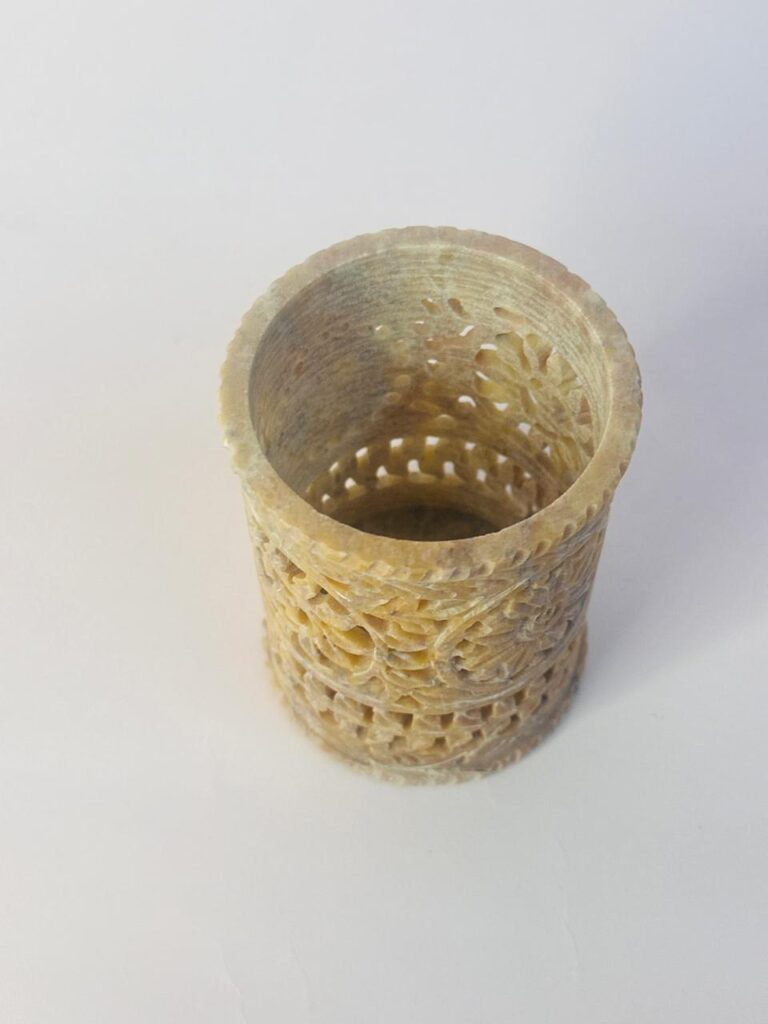 Beautiful Marble Soapstone Carving Handmade Pen Stand For Table And Desk Organizer - image 5