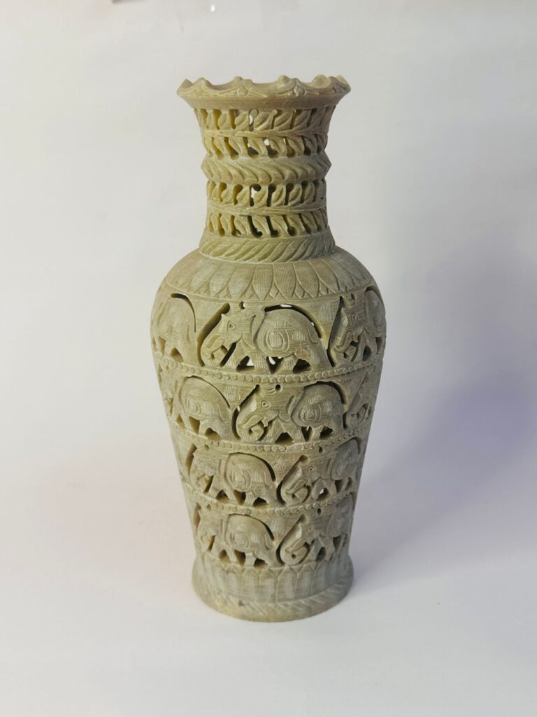 Elephant Design Marble Soapstone Carving Flower Vase & Flower Pot For Home Decoration - image 4