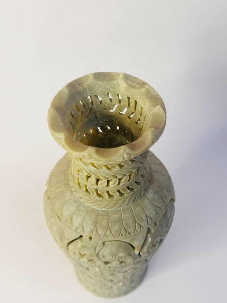 Elephant Design Marble Soapstone Carving Flower Vase & Flower Pot For Home Decoration - image 6