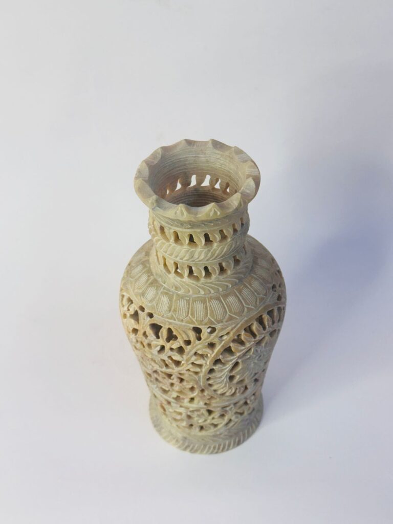 Handmade Marble Carving  Natural Stone Flower Vase Handcrafted For Living Room & Table Decor - image 4