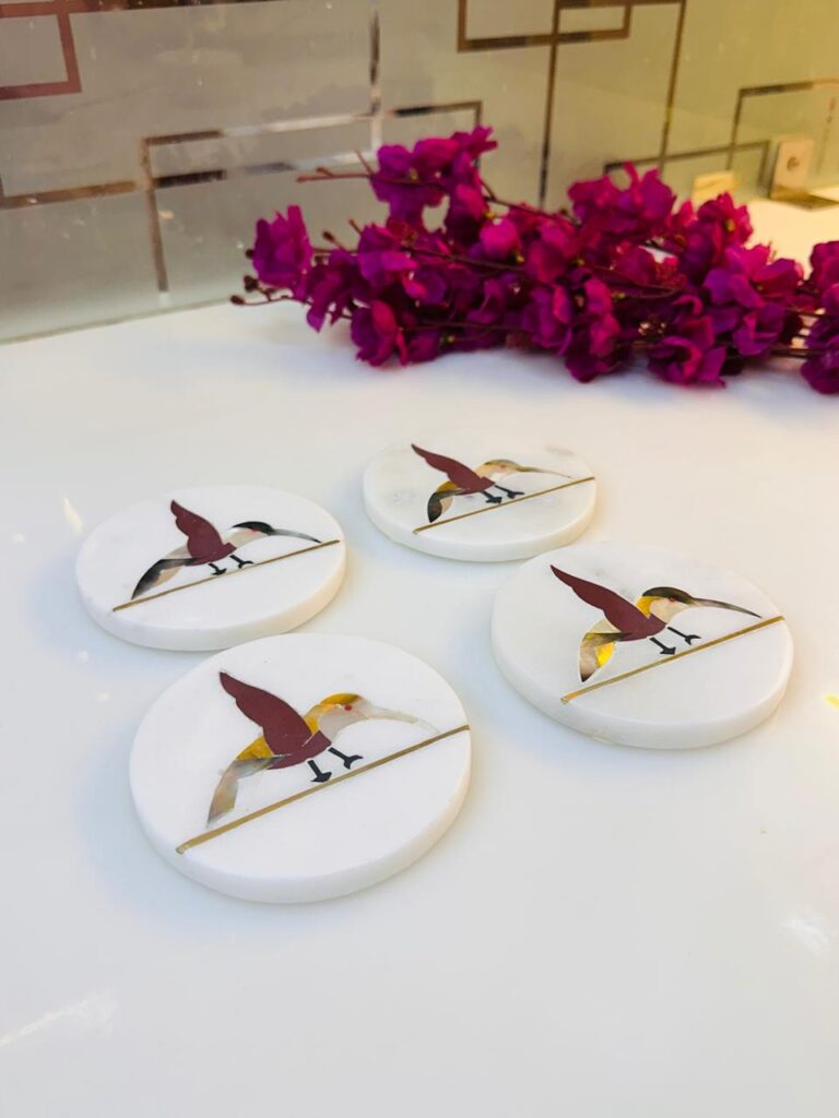 marble coaster set marble inlay design