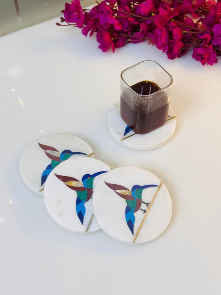Handcrafted Marble Tea & Coffee Coaster For Home Decoration Piece Unique Design Handmade - image 4