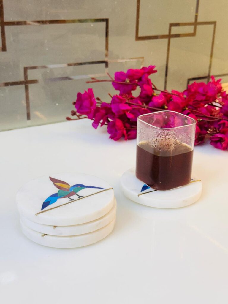 Handcrafted Marble Tea & Coffee Coaster For Home Decoration Piece Unique Design Handmade - image 3