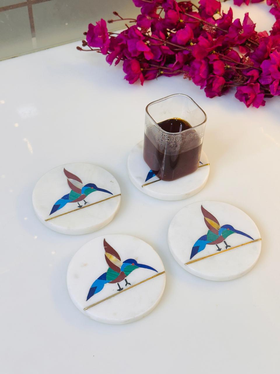 Handcrafted Marble Tea & Coffee Coaster For Home Decoration Piece Unique Design Handmade